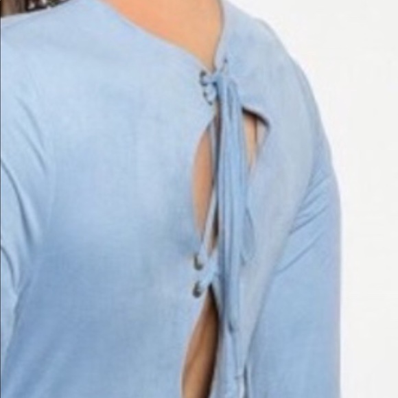 BLUE SOFT SUEDE DETAILED LINED MINI DRESS - Picture 3 of 9